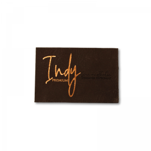 Etiqueta de Pu com Queima + Foil 3x6 PU Capadócia 3x6cm 1 Cor  Queima e Hot Stamping 