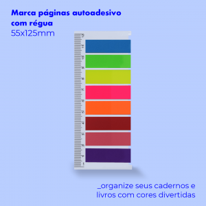 Marca Página com Régua e Sticky Post-it Coloridos  55X125MM    